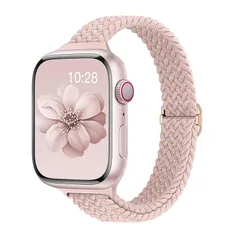 【新品】 スリム編みバンド for Apple Watch バンド 40mm 41mm 42mm 38mm 46mm 44mm 45mm 49mm レディース メンズ 伸縮性 ソロループ ナイロン 薄型 通気 細幅 柔軟 防汗 無段階調整 スキニーベルト  1