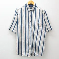 XL/古着 半袖 シャツ メンズ 00s コットン ボタンダウン 白他 ホワイト ストライプ 24may06 中古 トップス