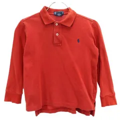 ポロバイラルフローレン 長袖 ポロシャツ 4 レッド Polo by Ralph Lauren 鹿の子 ロゴ キッズ 【中古】  【230830】 メール便可