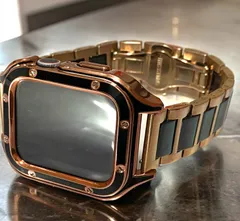 ローズ　ブラック　8スクリュー アップルウォッチ ステンベルト セラミック　保護　カバー　ケース メンズ レディー  Apple Watch バンド