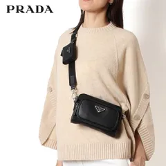 25AWモデル プラダ PRADA レディース ReNylon x サフィアーノレザー ポーチ型ショルダーバッグ【NERO】 2VH172 2DMH F0002/【2025-26AW】l-bag