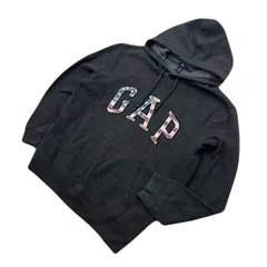 GAP ギャップ スウェット パーカー ダークグレー 胸ロゴ 星条旗柄 Mサイズ メンズ ●H364