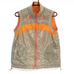 パーリーゲイツ 中綿リバーシブルベスト ベージュ×オレンジ ロゴプリント 片面キルティング  レディース 1(M) ゴルフウェア PEARLY GATES