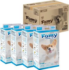 Famy ファミー ペットシーツ うす型 薄型 1回使い切りタイプ ワイド 400枚入り（100枚入り×4）
