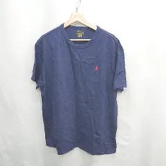 ◇ ⊂ ◎●未使用● POLO RALPH LAUREN ロゴ刺<!-利用不可文字-!> 半袖 Ｔシャツ サイズL ネイビー系 メンズ レディース E  【1502180076190】