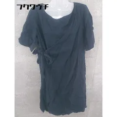 ◇ SLOBE IENA スローブイエナ リネン100% 半袖 膝丈 ワンピース ネイビー レディース 【中古】 【1002801518103】