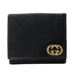 極美品　GUCCI レザー　三つ折り財布　レザー　インターロッキング GUCCI グッチ 181594 インターロッキング Wホック財布 二つ折り