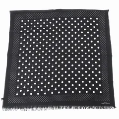 トリココムデギャルソン tricot COMME des GARCONS 大判 ストール スカート ドット柄 フリンジ 黒 ブラック 白 ホワイト /GVのサムネイル