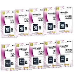 Lazos 10枚セット マイクロ SDHC メモリーカード 32GB Class10 メモリーカード デジタルカメラ用 ビデオカメラ用 マイクロSDカード Lazos [10枚]