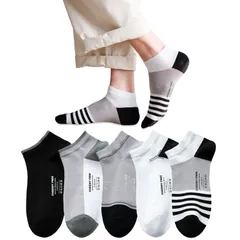ソックス 抗菌防臭 吸汗速乾 5足セット くるぶし スポーツソックス 綿 カジュアル メンズ ショートソックス スニーカーソックス 通気性 靴下 薄手 脱げない 夏用 [XCHMYi] フリーサイズ24~27cm 男女兼用
