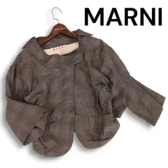 MARNI マルニ 秋冬★ 絹 シルク混 変形デザイン チェック柄 ジャケット Sz.40 レディースのサムネイル