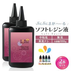 レジン液 ソフトタイプ グミ 曲がる 大容量100g 2本セット むにむに ぷにぷに ソフトレジン 高透明 イヤなニオイを軽減