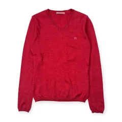 PS Paul Smith Women ポールスミス Vネック 長袖 ウール ニット セーター S/レッド レディース
