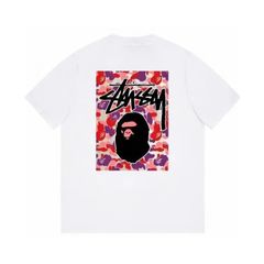 新品　A BATHING APE  Stussy x Bape Tシャツ 半袖 男女兼用