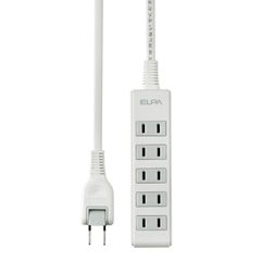 【特価商品】1.0m 5個口 125V 延長コード ホワイト 電源タップ コンパクトタップ LPT-501N(W) (ELPA) エルパ
