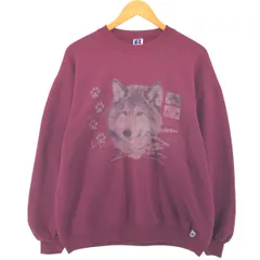 古着 80~90年代 ラッセル Russell WOLF ウルフ オオカミ柄 アニマル柄 アニマル スウェットシャツ トレーナー USA製/eaa542546