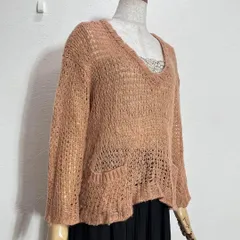 ❤️激かわ アングリッド オレンジュ ざっくり透かしニット Vネック トップス レイヤード 重ね着 セーター F レディース 2760