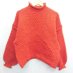 ■ ⊇ mily bilet ハイネック 長袖 ニット セーター サイズS オレンジ レディース E  【1409240019756】