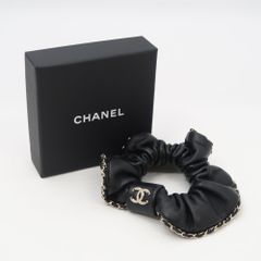 未使用 CHANEL シャネル シュシュ ココマーク レザー チェーン ヘア アクセ レディース AM5679W3 