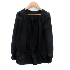 ボディドレッシングデラックス BODY DRESSING Deluxe ブラウス カットソー ラウンドネック 長袖 フレアスリーブ キャミソール付き 38 M 黒 ブラック /HO3のサムネイル