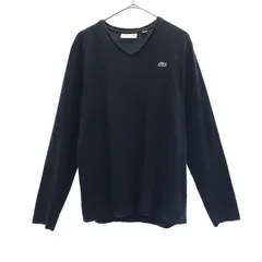 ラコステ ロゴワッペン 長袖 Tシャツ S ブラック LACOSTE Vネック メンズ 【中古】  【230621】