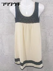 ◇ Apuweiser-riche ノースリーブ ミニ ニット ワンピース サイズ2 アイボリー系 ブラック レディース 【中古】 【1002801060145】