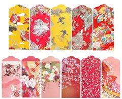 【特価商品】金封 11枚セット 金のポチ袋 17.5X9CM お年玉ポチ袋 長サイズ 多目的祝儀袋 1万円までお札を折らなくて入れる 長札 可愛い11種類デザイン お年玉袋 11枚