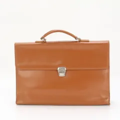 美品 フルラ イタリア製 レザー ビジネス バッグ 書類鞄 ブリーフケース トート 通勤 ショルダー シルバー 金具 A4 メンズ EEE BG6-8【中古】のサムネイル