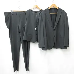 セットアップ スーツ ジャケット ベスト スラックス 3P テーラード シングル ジレ ロング ストライプ 大きいサイズ グレー KB7 4L 120