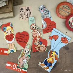 050・Ｒ-1456 　ヴィンテージ　 バレンタインカード　５枚　ダイカット　レトロポップ　バレンタイン　おすそ分け用　ヴィンテージ　カード　アメリカヴィンテージ　ジャンクジャーナル　交換便　雑記帳　おすそ分けファイル　ハンドメイド日記