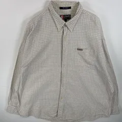 古着 チャップスラルフローレン CHAPS RALPHLAUREN 長袖シャツ ボタンダウンシャツ ワンポイント ロゴ 大きいサイズ XXL  ホワイト系 チェック メンズ