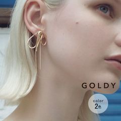 【即納】ドループ メタル チェーン リボン イヤリング GOLDY ゴールディ 2240702 goldy アクセサリー レディース 女性 シルバー ゴールド ブラック goldy イヤリング リボンイヤリング スクリュー 新品 正規品