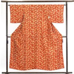 小紋 絞り染め 菱形文様 オレンジ系 着物 | Mercari