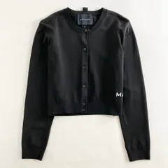 7L5《美品》MARC JACOBS マークジェイコブス ロゴ入り 伸縮ニット ショート丈 短丈カーディガン S ブラック レディースのサムネイル
