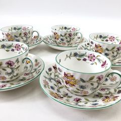 MINTON ミントン カップ&ソーサー 5客セット HADDON HALL ボーンチャイナ 24f菊