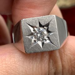 Pt900 プラチナ 印台　リング　23.2g 約18号　 0.377ct