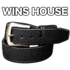 WINS HOUSE ブラックパイソン レザーベルト ヘビ革 ダイヤモンドパイソン レザー 黒 ブラック 81.5cm~94cm ニシキヘビ ウエスタン バイカー ネイティブ ウィンズハウス