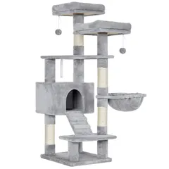【特売】FEANDREAキャットタワー 大型猫 据え置き 猫タワー 多頭飼い 大型ハンモック 爪とぎ 頑丈 142cm PCT160W01のサムネイル