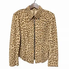 #anc イタリヤ 伊太利屋 カーディガン 11 茶色 ベージュ系 ヒョウ柄 シャツ ジップアップ ステッチ レディース [962593]