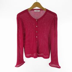 【中古】ルネ Rene 2024年製 リブニット カーディガン 38 ピンク パープル 6432910 レーヨン トップス レディース ルネ Rene 2024年製 リブニット カーディガン 38 ピンク パープル