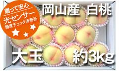 【冷蔵便】岡山産　清水白桃　光センサー糖度測定品　クィーン　　約3ｋｇ1箱（10～16玉入り）