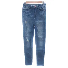 ザラ ZARA デニムパンツ ジーンズ スキニー ストレッチ カットオフ ダメージ加工 34 青 ブルー /AU