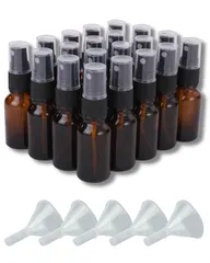 Chocople 遮光瓶 スプレーボトル 精油 アロマオイル 詰め替え 保存用 ガラス製 20本セット ブラウン 漏斗付き (20ml) [20ml]