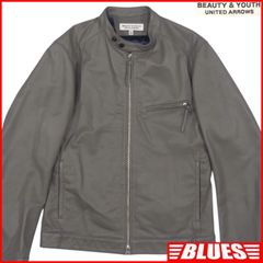 BEAUTY&YOUTH ユナイテッドアローズ ライダースジャケット L 本革 シングル メンズ レザー グレー レザーライダースジャケット_サイズL一覧←SEULB屋着古← TY3813