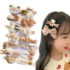 【新着商品】前髪 髪飾り 子供用 少女 ヘアアクセサリー 可愛いヘアピン サイドクリップ キッズヘアピン 髪留め プレゼント パッチンピン 女の子 誕生日 ヘアピン 子供 ヘアクリップ (茶色のベアー) 14個入り HAPVITAL