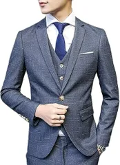 XL_ライトグレー（3点） [WEEN CHARM] スーツ メンズ スリーピース 上下セット 2つボタン 一つボタン スリム 防シワ カジュアル スーツ ジャケット スラックス ベスト 3点 2点セット 着心地良い 礼服 結婚式 オールシーズン対応 ライトグ