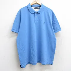 XL/古着 ノーティカ 半袖 ブランド ポロ シャツ メンズ ワンポイントロゴ 鹿の子 大きいサイズ コットン 薄紺 ネイビー 25aug25 中古 トッ