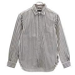 nano universe ナノユニバース ストライプ柄 長袖 シャツ S 白×グレー メンズ 古着