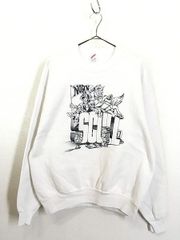 古着 90s USA製 ナイト × ホース 「SCULL」 スウェット トレーナー L 古着