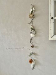 Cotton flower  木の葉と木の実のガーランド　72cm